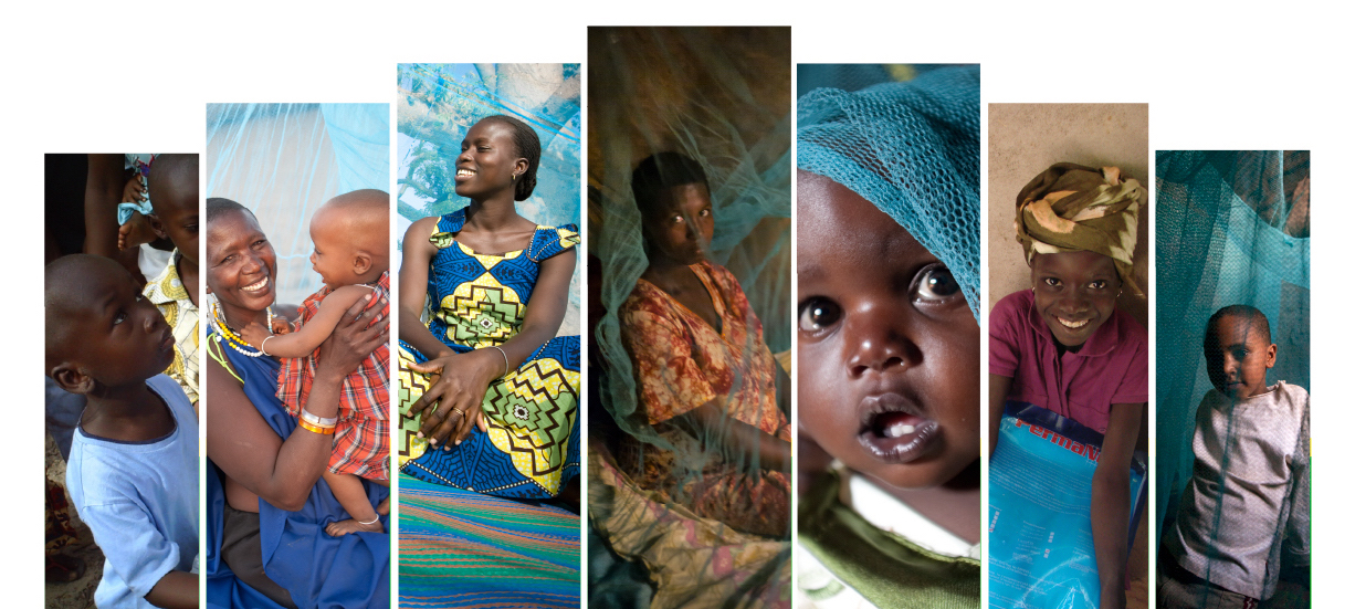 Fanned image of various people who have been helped by the Nothing But Nets initiative.